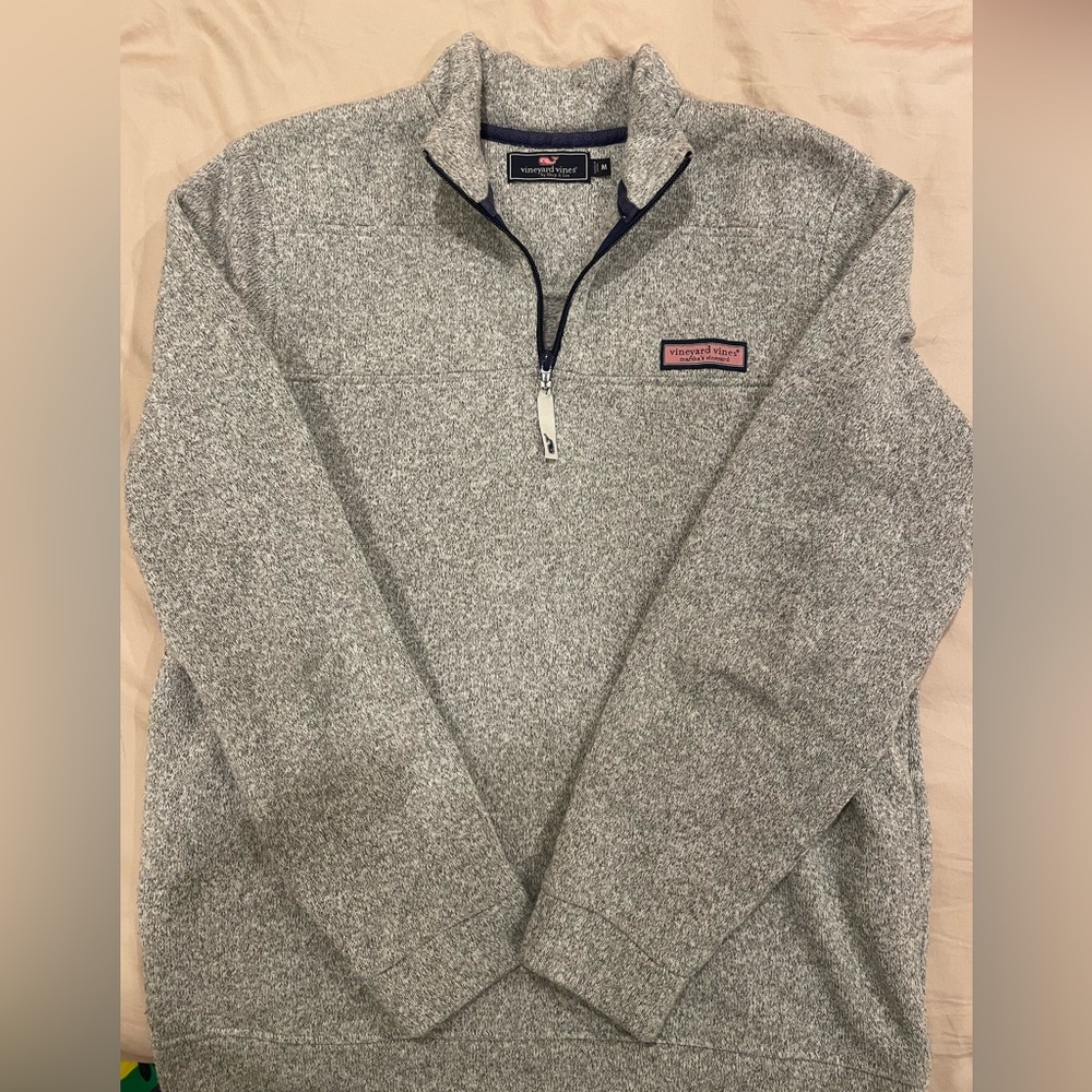 Vineyard Vines Men's Heather Gray Zip-Up Sweater